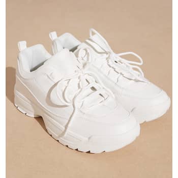 PrettyLittleThing White Chunky Cleated Sole Sneakers Overview