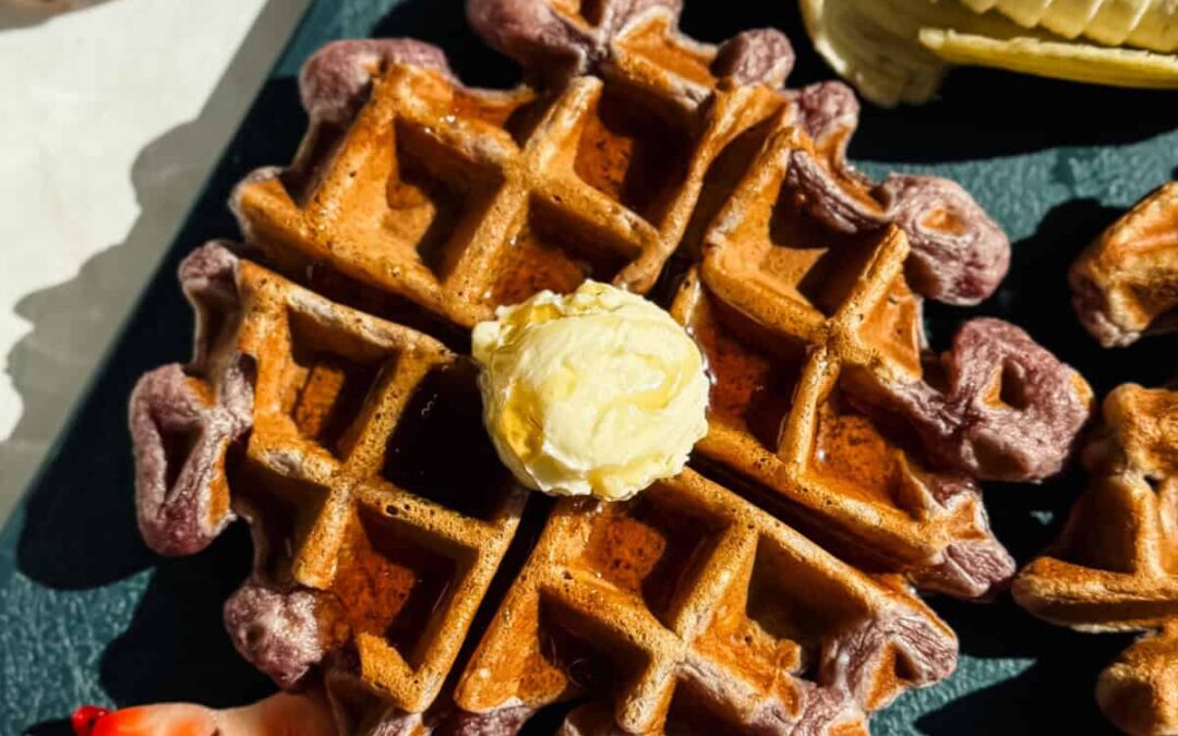 Strawberry Banana Cottage Cheese Waffles