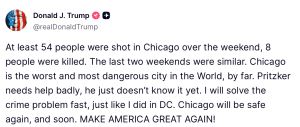 Trump Blames Chicago for All the things Once more, Forgetting Pink States Are Main in Crime Stats