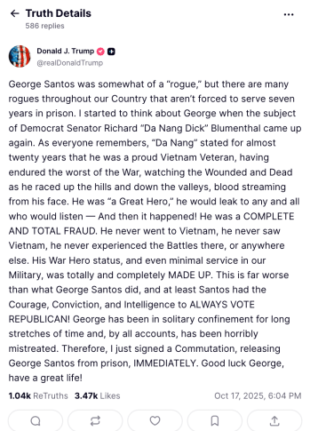Donald Trump Commutes George Santos’ Sentence After Fraud Conviction