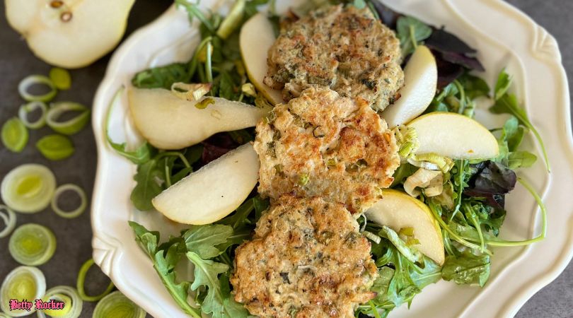 Pear Leek Salad with Salmon Truffles