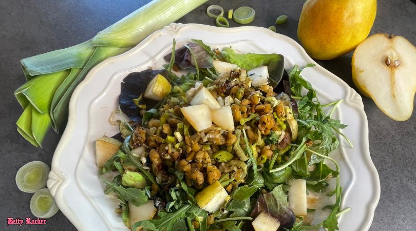 Pear Leek Salad with Tempeh