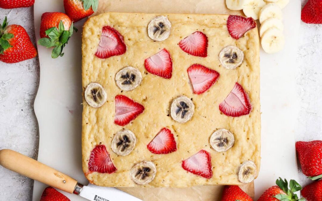 Strawberry Banana Cottage Cheese Breakfast Bake