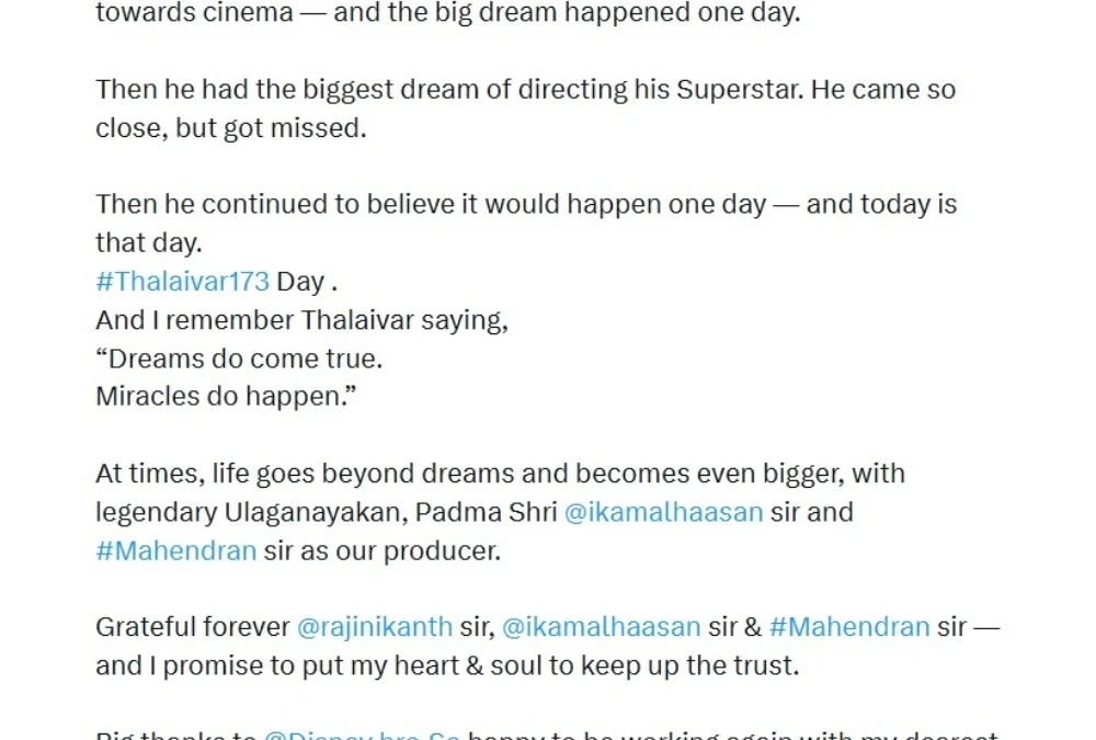 Thalaivar 173: Cibi Chakaravarthi comes onboard as director for Kamal Haasan-Rajinikanth starrer after Sundar C’s exit, calls it ‘dream come true’